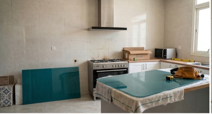 من أعمالنا في تفصيل زجاج المطابخ - صورة 2